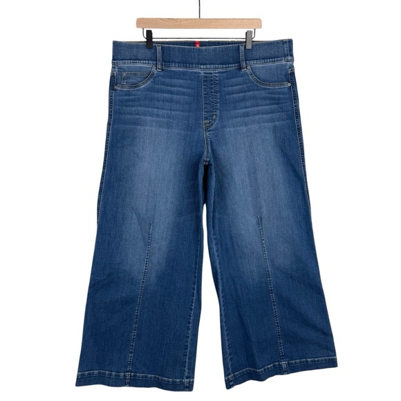 Spanx Jeans Womens 3X Plus Size Elastic Waist Pull On High Rise Wide Leg Stretch - Picture 2 of 9